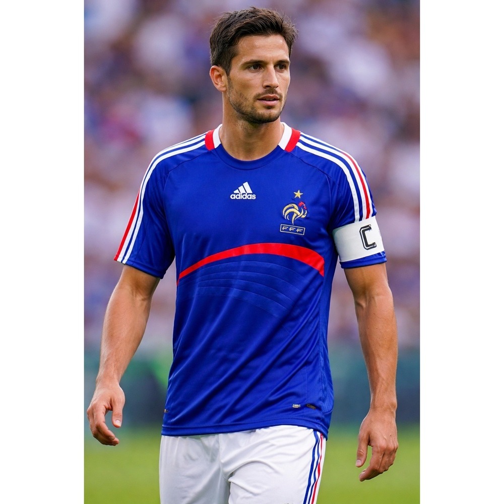 Adidas France FFF National Team Jersey Mens M Blue 2008 2009 ClimaCool Soccer
